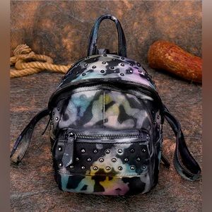 Small Rivets Leather Backpack Purse